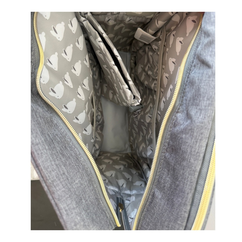 Dabney Lee Expandable Backpack Diaper Bag Grey Bunny Print Change Mat NWT - Picture 13 of 16